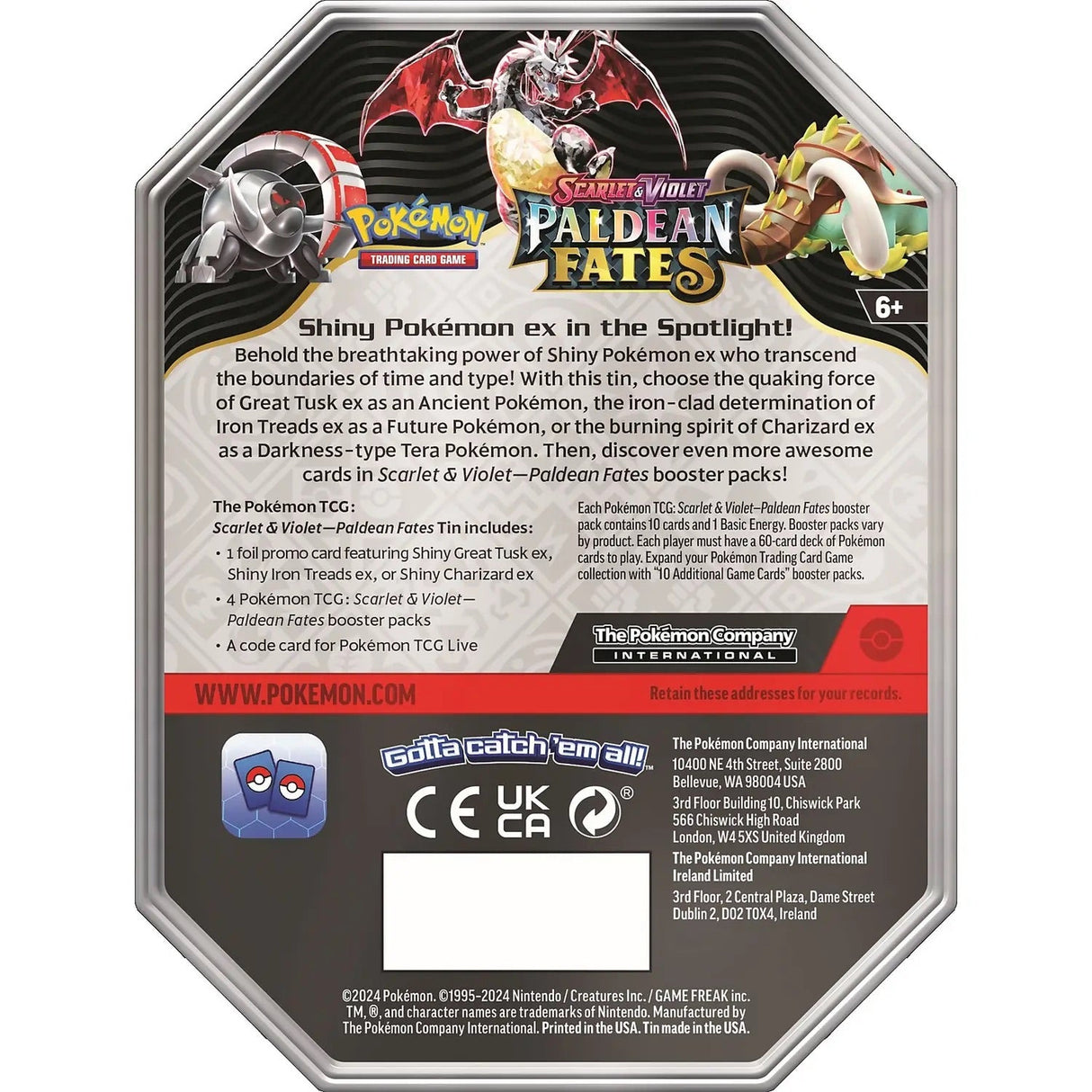 Pokemon - Scarlet & Violet - Paldean Fates Tin - Shiny Iron Treads Ex - My Store